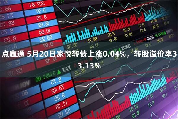 点赢通 5月20日家悦转债上涨0.04%，转股溢价率33.13%